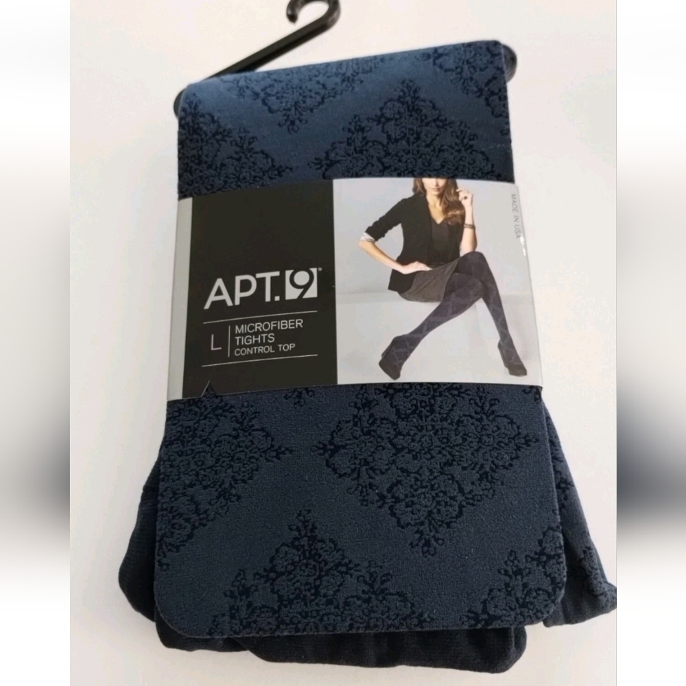 Apt. 9 Microfiber Tights Control Top Navy. Size Large.